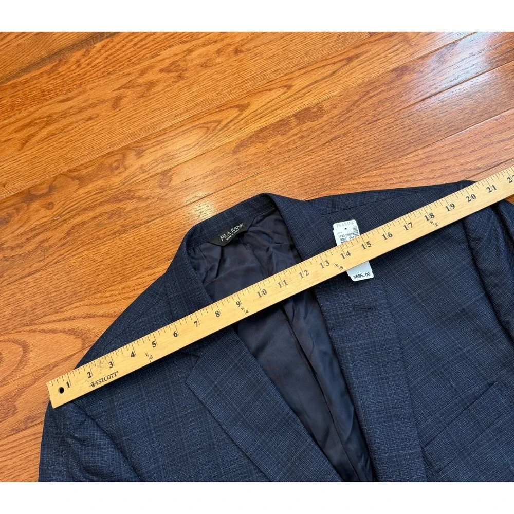 New Jos. A. Bank Signature Blazer Sport Coat Mens 46R Navy Blue Plaid Silk Wool